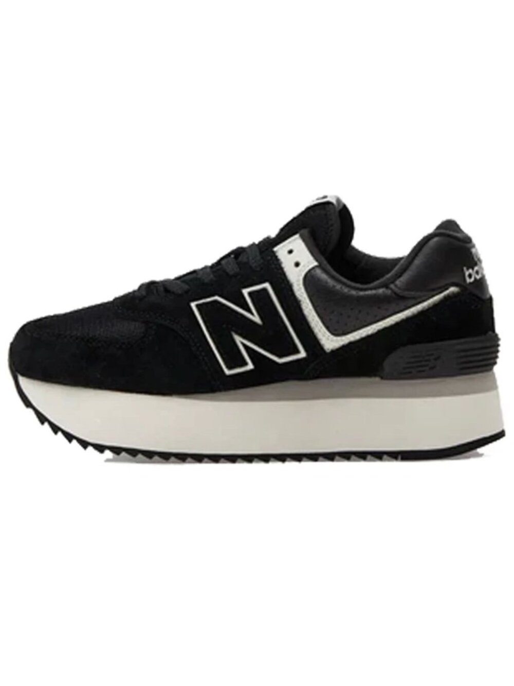 New Balance 574 + Plus Black White Sneakers Womens 9.5 Mens 8